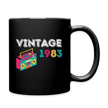 Vintage 1983 Radio 39 Jahre alt 1983 Geburtstag - Tasse einfarbig - Schwarz - Rechts