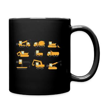Construction site Silhouette Gift Excavator - Full Colour Mug - black - Right