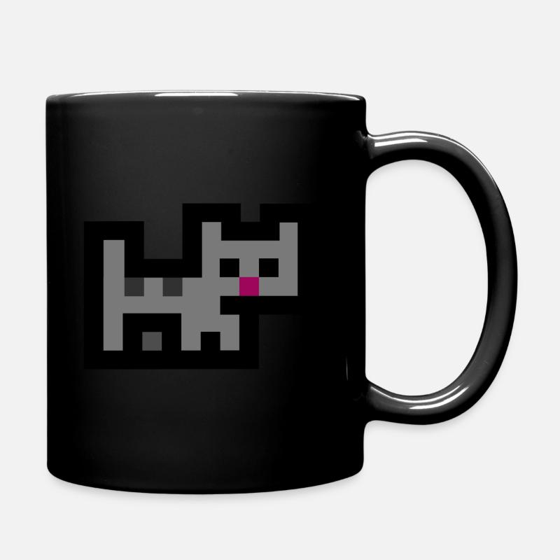 Blockige Katze - Tasse einfarbig - Schwarz