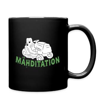 Mähditation Rasenmäher Rasenmähen - Tasse einfarbig - Schwarz - Rechts