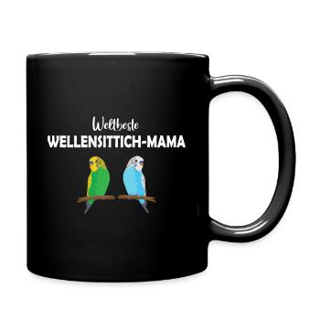 Weltbeste Wellensittich-Mama - Tasse einfarbig - Schwarz - Rechts