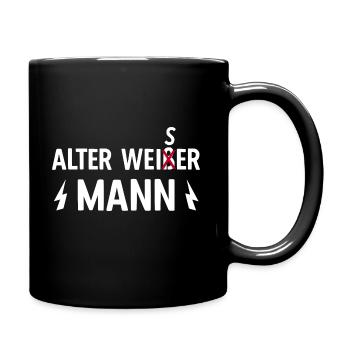 Alter weißer Mann weise klug Opa Großvater - Tasse einfarbig - Schwarz - Rechts
