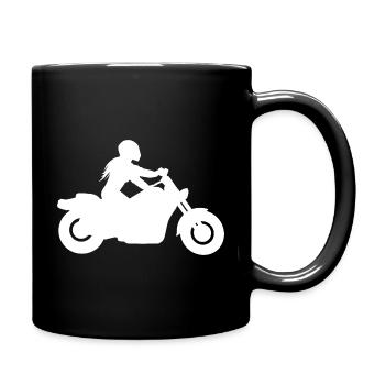 Motorcyclist Chopper Custombike Cruiser Woman - Full Colour Mug - black - Right