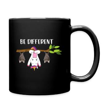 Be Different Einhorn mit Fledermäusen - Tasse einfarbig - Schwarz - Rechts