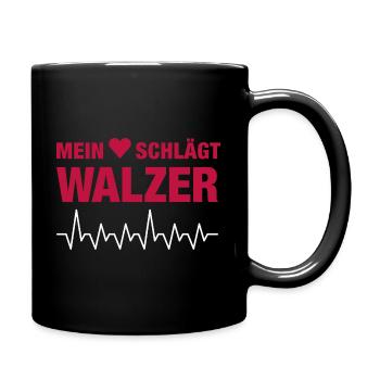 Mein Herz schlägt Walzer - Tasse einfarbig - Schwarz - Rechts