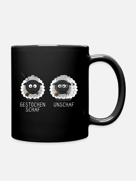 Schaf Unschaf Gestochen Schaf Schafe Brillenträger - Tasse einfarbig - Schwarz