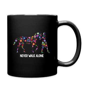 Never Walk Alone Pferde Gassi Blumen - Tasse einfarbig - Schwarz - Rechts
