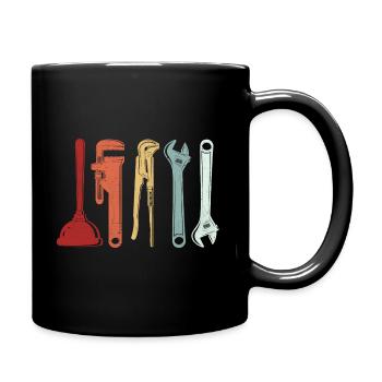 Funny Plumber Master Tool Outfit - Full Colour Mug - black - Right