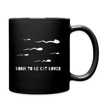 Born to be cat lover - Full Colour Mug - black - Right