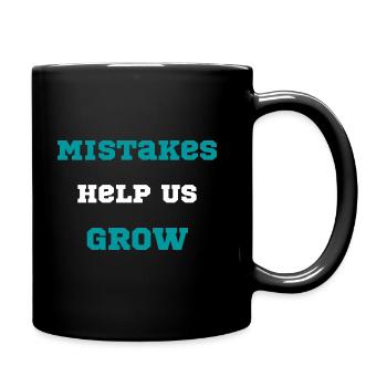 motivation quote Mistakes Help Us Grow typography - Full Colour Mug - black - Right