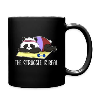 The Struggle Is Real Panda Bear Workout - Full Colour Mug - black - Right