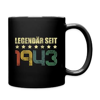 Legendär Seit 1943 Vintage 80. Geburtstag - Tasse einfarbig - Schwarz - Rechts