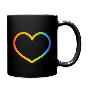 Regenbogen Herz - Tasse einfarbig - Schwarz - Rechts