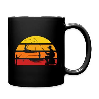 Vintage Sunset Fishing Boat Angler - Full Colour Mug - black - Right