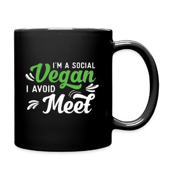 I'm a Social Vegan I avoid meet - Full Colour Mug - black - Right