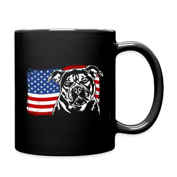 Old English Bulldog America Flag Dogs Wilsigns - Full Colour Mug - black - Right