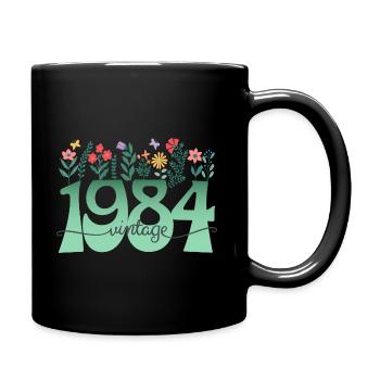 Muster Blumen 1984 Geburtstagsfeier Frau 40 Jahre - Tasse einfarbig - Schwarz - Rechts