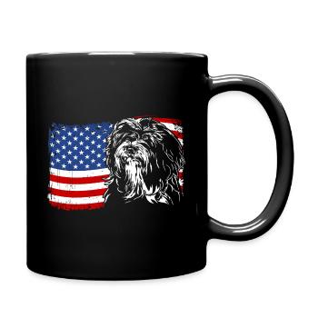Tibetan Terrier America Flag Dogs Dog Wilsigns - Full Colour Mug - black - Right