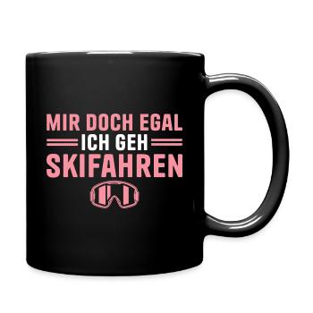 Skifahren Mir doch egal Skifahrerin Geschenk - Tasse einfarbig - Schwarz - Rechts