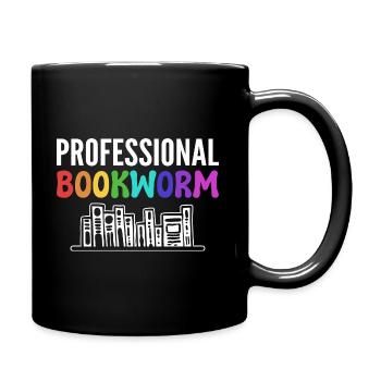 Professional Bookworm Bücherwurm - Tasse einfarbig - Schwarz - Rechts