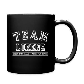 Team Lorenz Familie Nachname Einer für Alle - Tasse einfarbig - Schwarz - Rechts