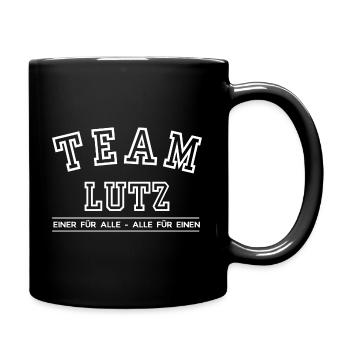 Team Lutz Familie Nachname Einer für Alle - Tasse einfarbig - Schwarz - Rechts