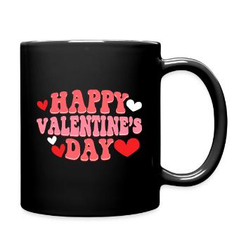 Happy Valentine's Day Boyfriend Girlfriend Love Heart - Full Colour Mug - black - Right