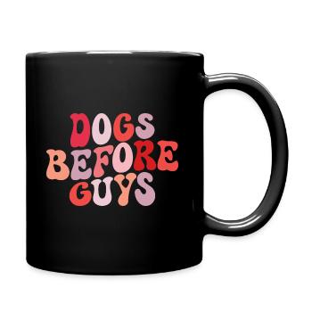 Hunde vor Jungs lieben Hunde - Tasse einfarbig - Schwarz - Rechts