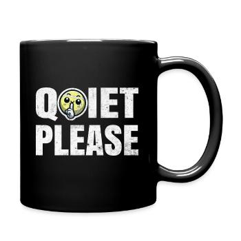 Cooles Tennis Shirt mit Quiet Please - Tasse einfarbig - Schwarz - Rechts