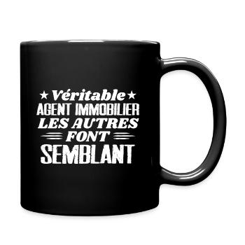 Véritable Agent Immobilier Cadeau Humour - Mug uni - noir - Droite