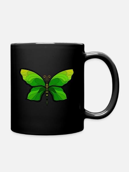 Green Butterfly - Full Colour Mug - black