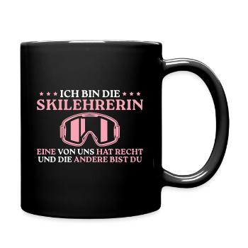 Skilehrerin hat Recht Skifahrerin Geschenkidee - Tasse einfarbig - Schwarz - Rechts