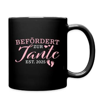 Befördert zur Tante est. 2025 - Tasse einfarbig - Schwarz - Rechts