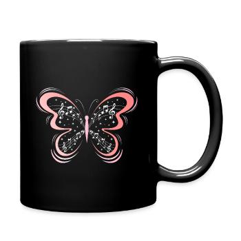 Musiknoten Schmetterling Musik Frauen - Tasse einfarbig - Schwarz - Rechts