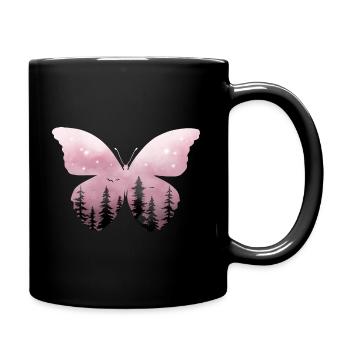 Pastel Pink Butterfly Forest - Full Colour Mug - black - Right