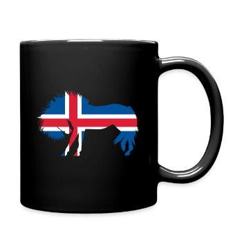 Drapeau islandais cadeau de cheval islandais - Mug uni - noir - Droite