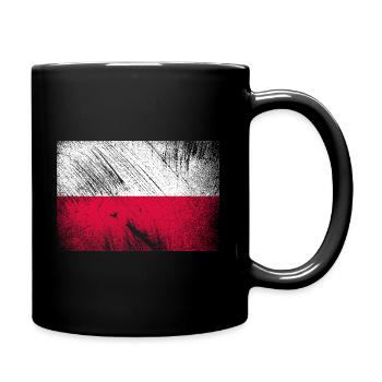Pologne drapeau vintage grunge - Mug uni - noir - Droite