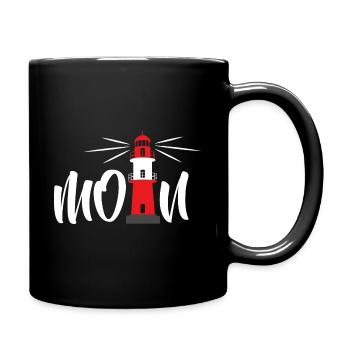 Moin Norddeutschland Begrüßung Leuchtturm - Tasse einfarbig - Schwarz - Rechts