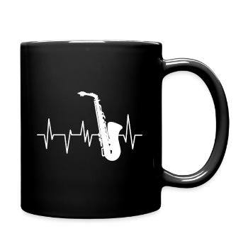 Saxophone battement de cœur EKG Saxophoniste Jazz Musique de soufflage - Mug uni - noir - Droite