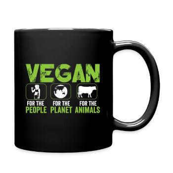 Vegan for People for Planet for Animals - Tasse einfarbig - Schwarz - Rechts