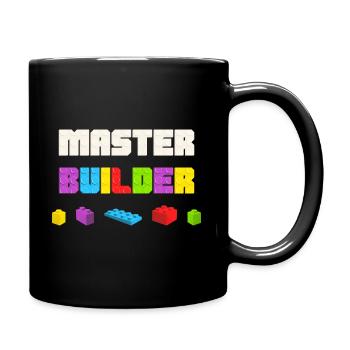 Kids Cool Master Builder Building Block Dad Mom - Full Colour Mug - black - Right