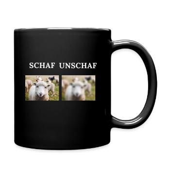 Lustiger Vergleich von Schaf Schafe Unschaf - Tasse einfarbig - Schwarz - Rechts