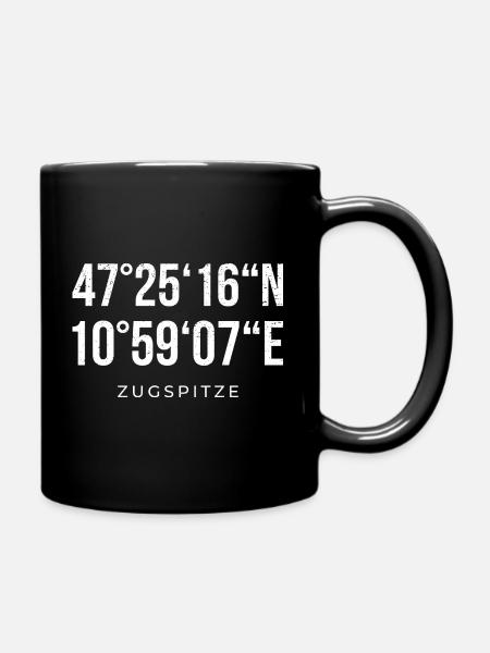 Koordinaten Zugspitze - Tasse einfarbig - Schwarz