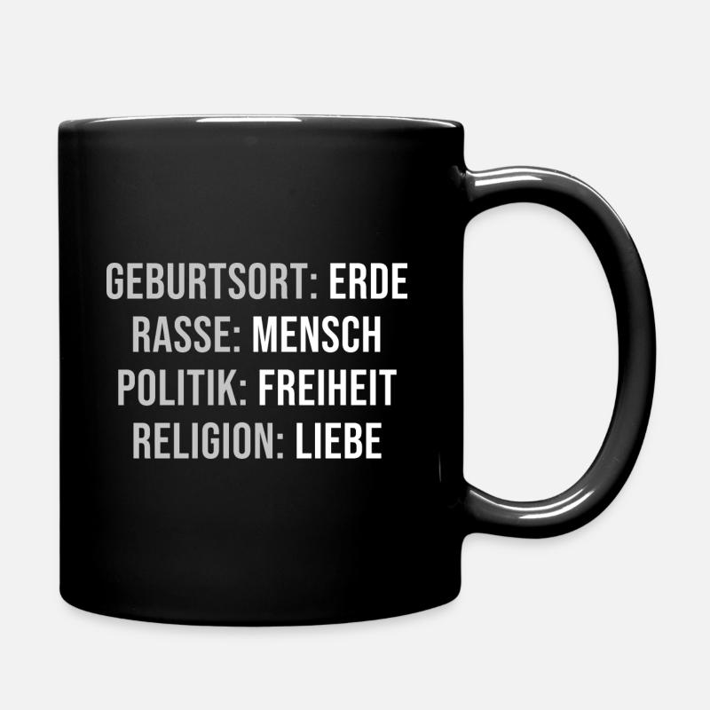 Geburtsort Erde, Rasse Mensch Gegen Rassismus - Tasse einfarbig - Schwarz