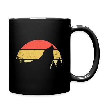 Wolf Retro Vintage Wölfe Rudel Raubtiere Natur - Tasse einfarbig - Schwarz - Rechts