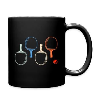 Retro Tischtennis und Ping Pong Spieler - Tasse einfarbig - Schwarz - Rechts