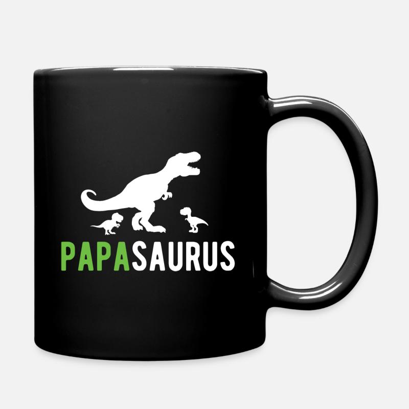 Papasaurus Papa T-Rex 2 Kinder Dino Vater Vatertag - Tasse einfarbig - Schwarz