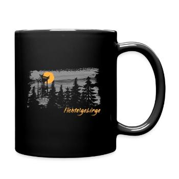 Fichtelgebirge Schneeberg Backöfele Pinselstrich - Tasse einfarbig - Schwarz - Rechts