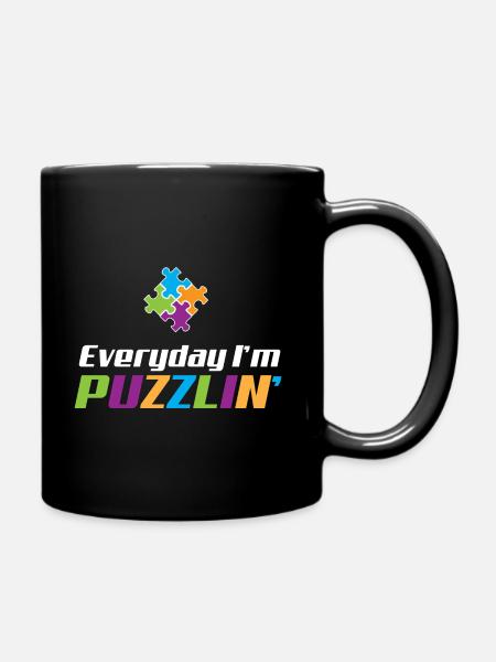 Alltagssprüche für Puzzle-Fans - Tasse einfarbig - Schwarz