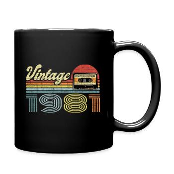 Vintage 1981 Kassette Mixtape - 40. Geburtstag - Tasse einfarbig - Schwarz - Rechts